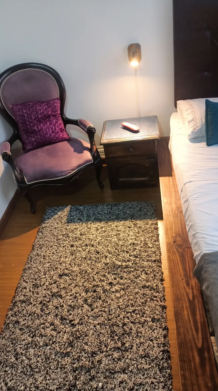 Sillón de época tapizado en terciopelo ciruela